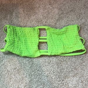 Neon green strapless bikini top